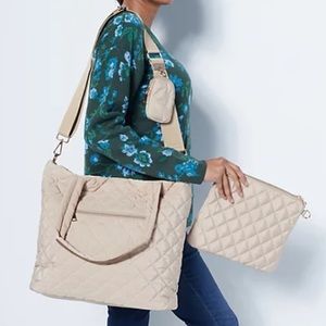 Amy Stran x AHDORNED Quilted Nylon Tote with Accessories ~ Camel